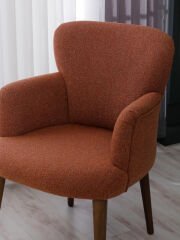 BERJER Koltuk-cafe-ofis-balkon-teras-bahçe- buklet kumaş-kahverengi ayak