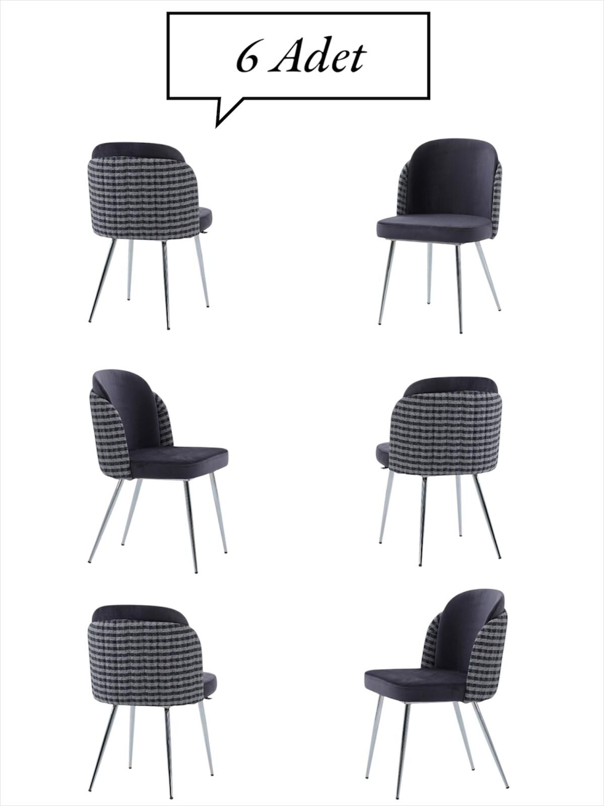 Keşfet Series Sandalye ,6 Adet ,Mutfak ,Oturma Odası, Salon, Metal Ayak ,Çok Amaçlı
