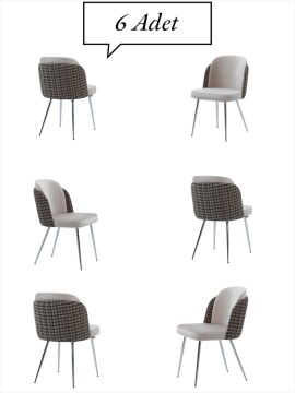 Keşfet Series Sandalye ,6 Adet ,Mutfak ,Oturma Odası, Salon, Metal Ayak ,Çok Amaçlı