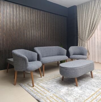 Bukle Çay Seti Koltuk Takım Balkon Bahçe Ofis Teras Salon Mutfak