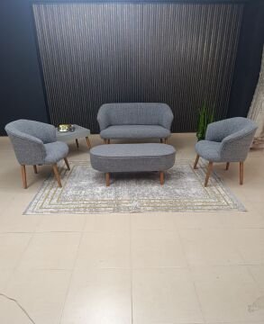 Bukle Çay Seti Koltuk Takım Balkon Bahçe Ofis Teras Salon Mutfak